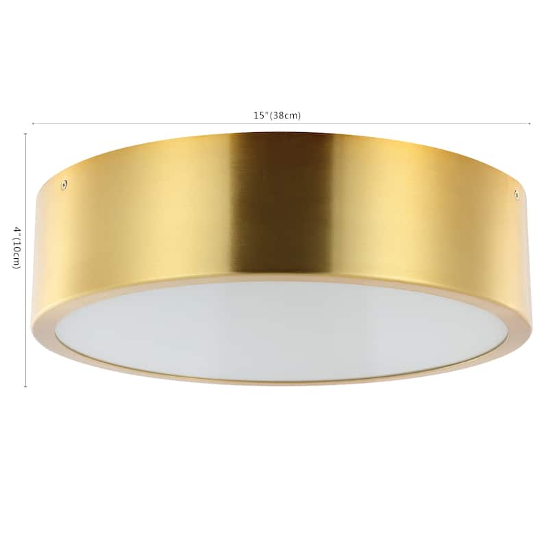 SAFAVIEH Lighting Lola Flush Mount - 15" W x 15" D x 4" H - Brass - 15Wx15Dx4H