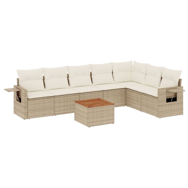 vidaXL Garden Sofa Set 8 Piece with Cushions Outdoor Sofa Set Poly Rattan - 21.7 x 21.7 x 14.6 in (W x L x H)
