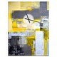 preview thumbnail 4 of 10, Designart 'Grey and Yellow Blur Abstract' Oversized Modern Wall CLock