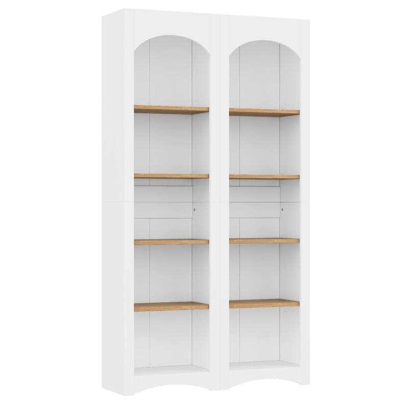 Farmhouse Free Standing 5 Tier Bookshelves Set of 2 with Adjustable Shelves for Versatile Storage