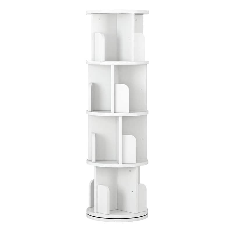 Modern 4 Tier 360 Rotating Bookshelf - White