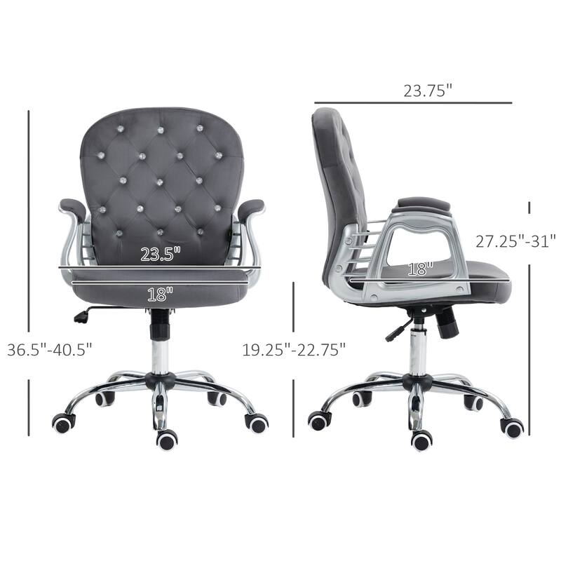 Stylish Button Tufted Upholstered Desk Chair Makeup Chair, Visitor Chair Drafting Chair with Adjustable Height