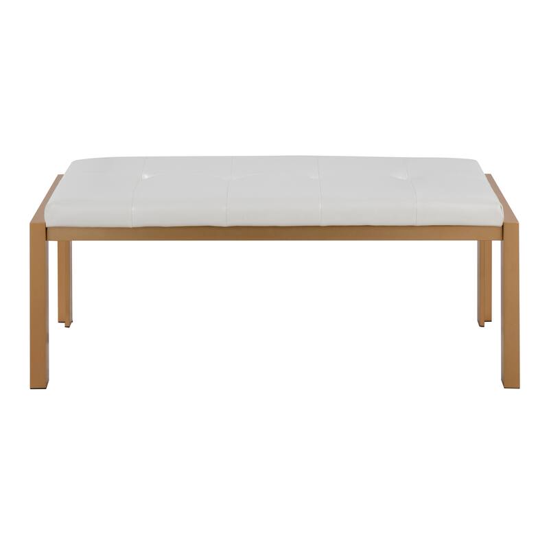 Silver Orchid Forrest Gold Bench - White Faux Leather