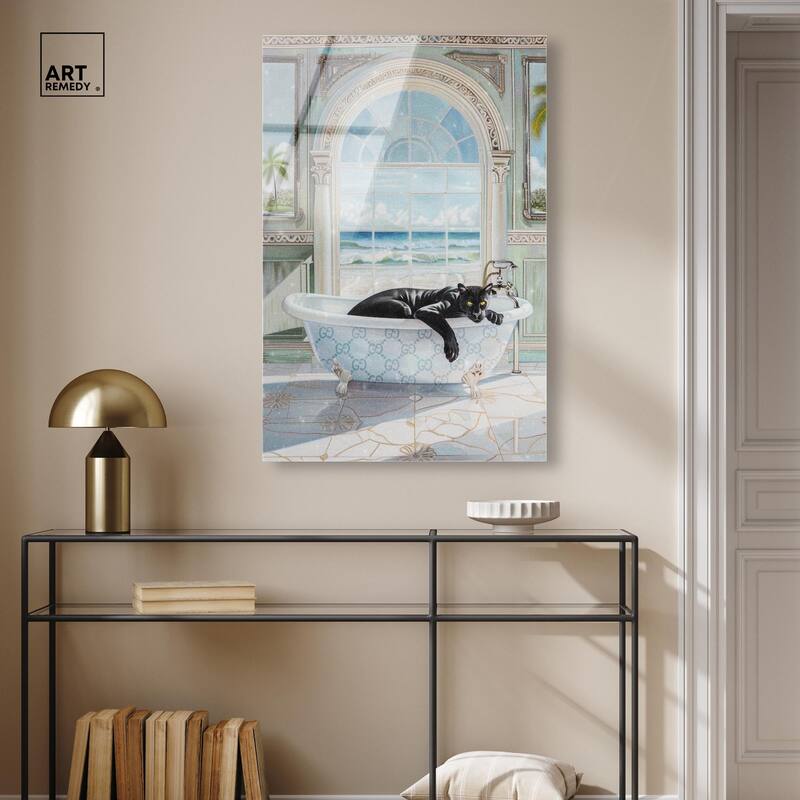 Panther Arch Bathroom Glam Acrylic by Art Remedy, Ready to Hang