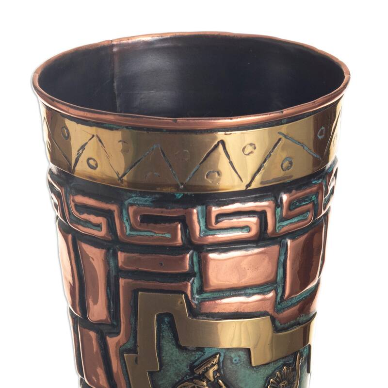 Novica Handmade Andean Ancestors Copper, Bronze And Sodalite Decorative Cup