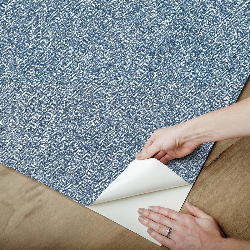 NuWallpaper Ashland Navy Peel and Stick Wallpaper