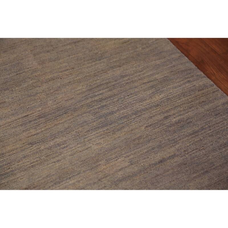 Brown & Gray Modern Gabbeh Runner Rug Handmade Wool Carpet - 2'10" x 9'6"
