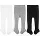 preview thumbnail 1 of 4, CozyWay Cable Knit Cotton Leggings, 3 pair, white/lightgray/black