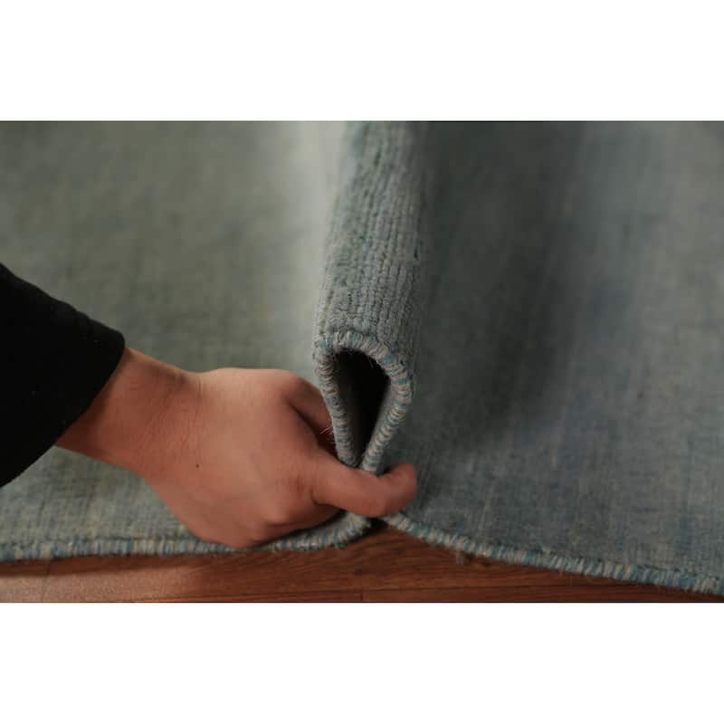 Blue & Green Gabbeh Modern Rug Hand-Knotted Wool Carpet - 4'0" x 5'8"