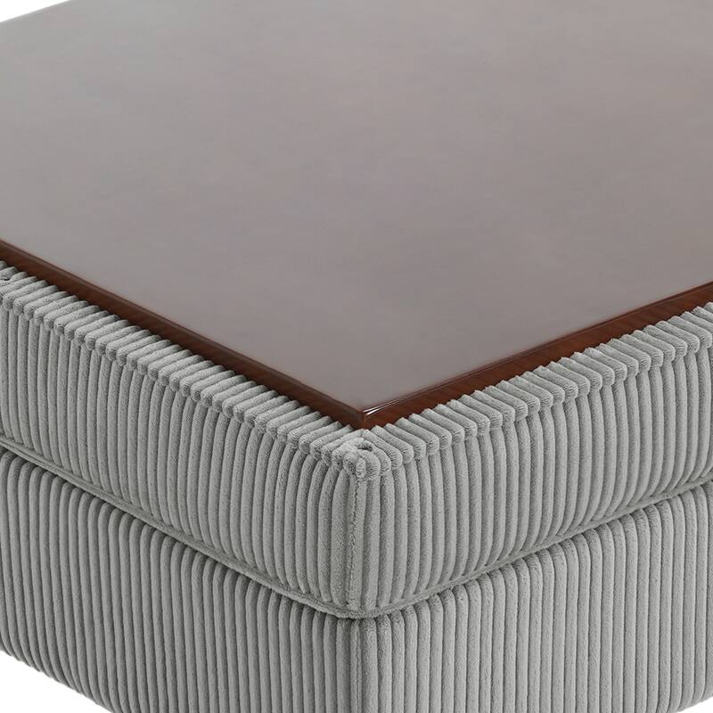 Corduroy Flip Top Dual-Use Storage Ottoman Coffee Table