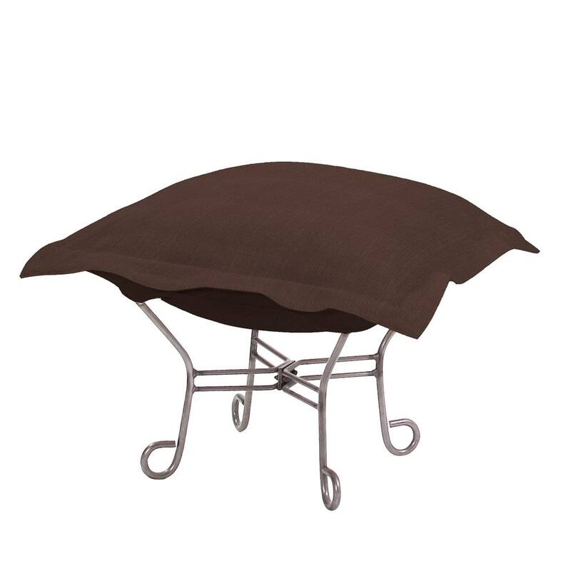 Allan Andrews Scroll Puff Ottoman with Titanium Frame & Cover, Sterling Collection - Chocolate