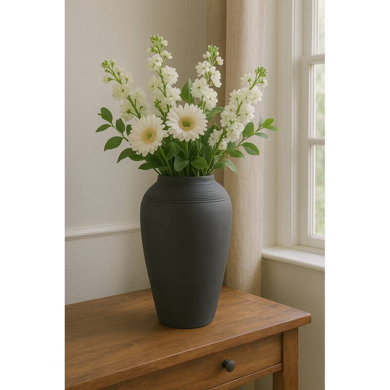 Handcrafted Terracotta Pottery Decorative Vase with Textured Detailing