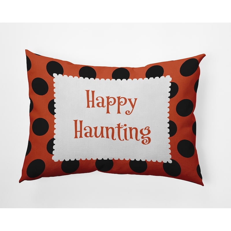 Halloween Happy Haunting Dots Accent Pillow - Harvest Orange - 14" x 20"