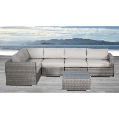 6 Piece Rattan Sectional Seating Group with Cushions