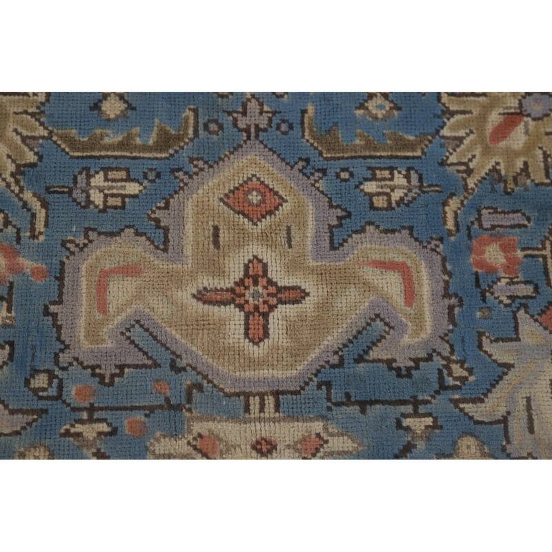 Blue Tabriz Vintage Persian Rug Handmade Wool Carpet - 9'10" x 12'9"