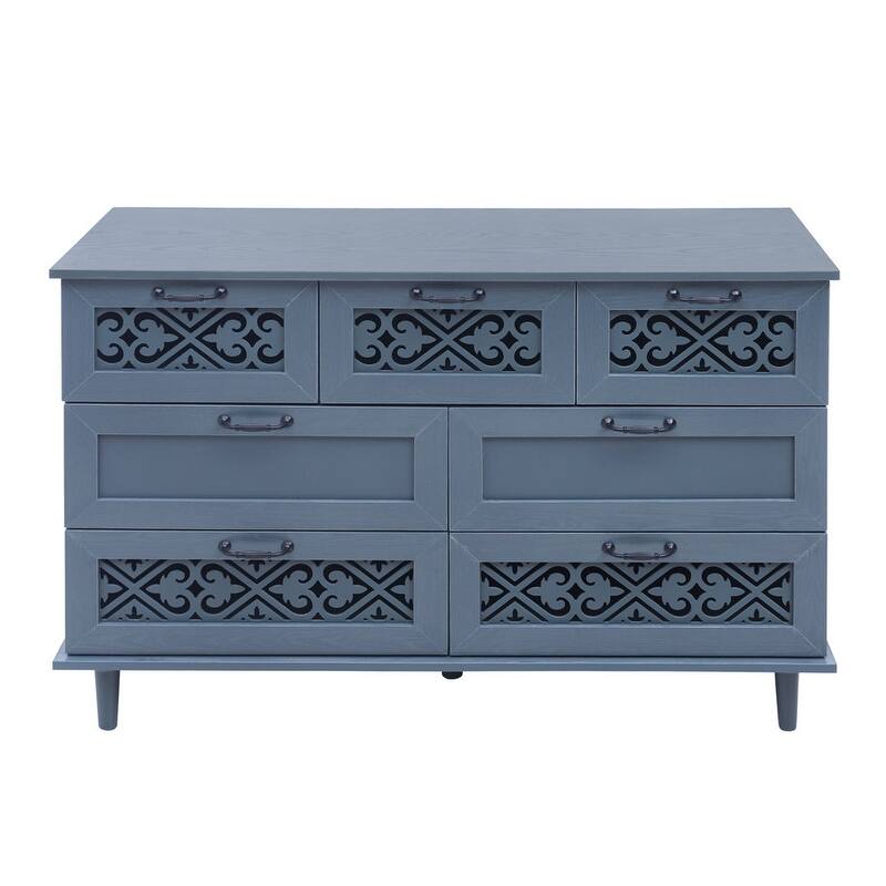 American Style Wood Sideboard Buffet Cabinet with 7 Storage Drawers