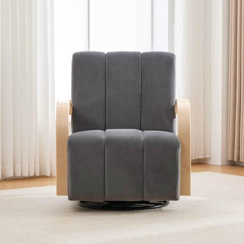 30.7"W 360° Swivel Accent Chair,Modern Upholstered Arm Chair with Metal Base - Charcoal