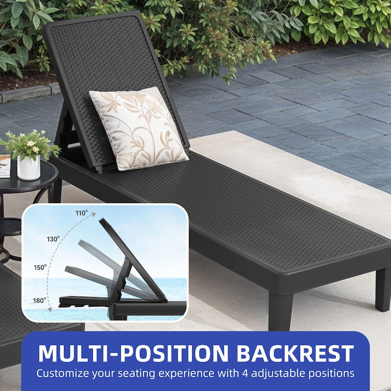 Outdoor Chaise Lounge Chairs (Set of 2) with Adjustable Backrest