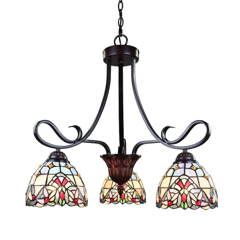 Tiffany-Style Victorian Design 3-light Blackish Bronze Chandelier