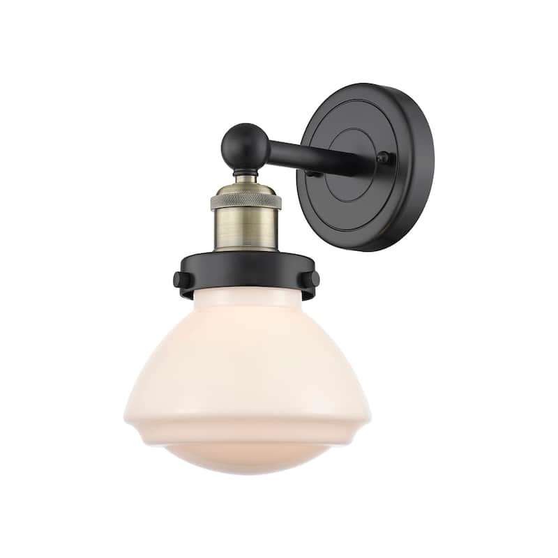 Innovations Lighting 616-1W-10-7 Olean Sconce Olean 10" Tall Wall - Black Antique Brass / Matte White