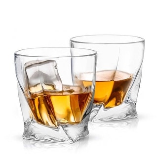 JoyJolt Atlas Non-Leaded Crystal Old Fashioned  Whiskey Glass, 10.8 Ounce Set of 2