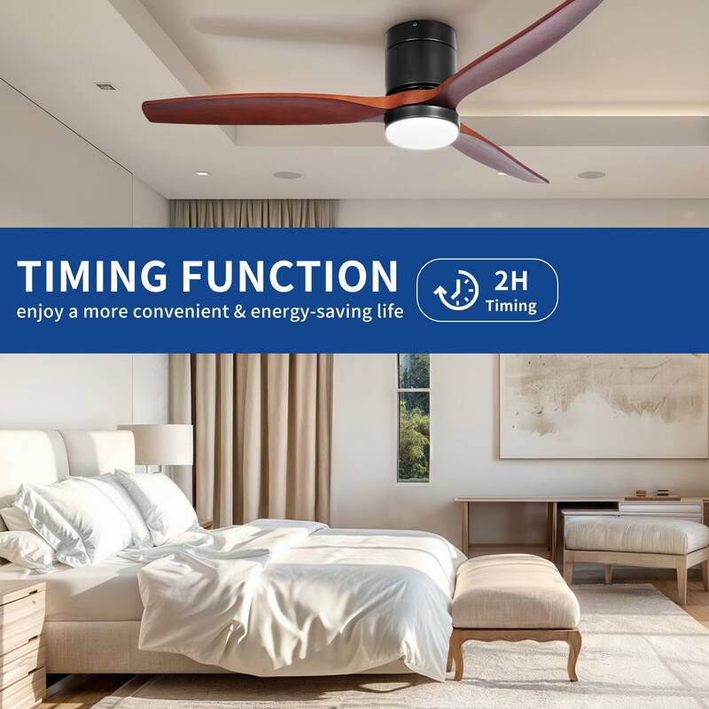 Moasis 52 Inch LED Ceiling Fan with Light and Remote - 3 Wood Fan Blade