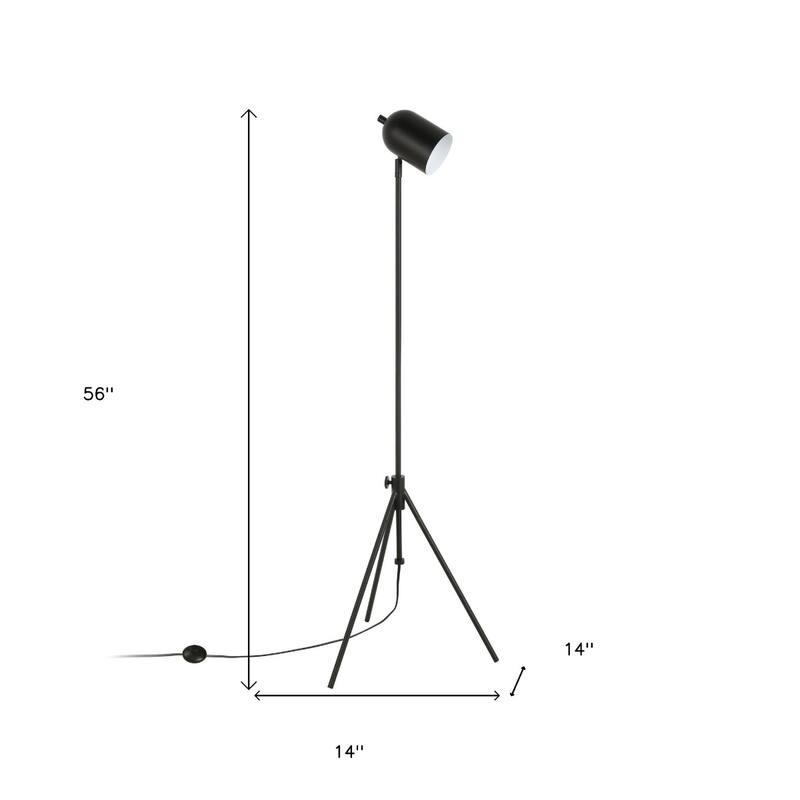 56 Inch Tripod Floor Lamp with Brass Dome Shade for Modern Spaces - 14” x 14” x 56”