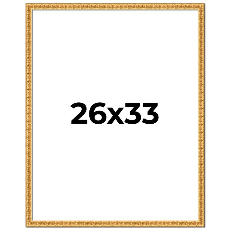 26x33 Frame Gold Real Wood Picture Frame Width 1 inches | Interior