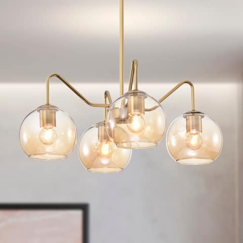 Dhona 22 Inch Clear Seedy Glass Globe Chandelier 5 Light - N/A