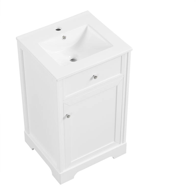 Roomfitters 20" Bathroom Vanity with Sink Soft Closing Door Storage Rack and Adjustable Shelf Freestanding Cabinet