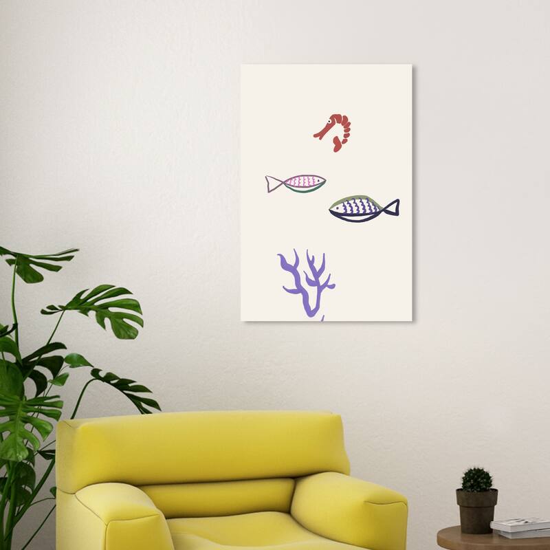 Wynwood Studio Education and Office Drawing from my Fish Antique White Modern & Contemporary Wall Art Canvas Print - 30 x 20