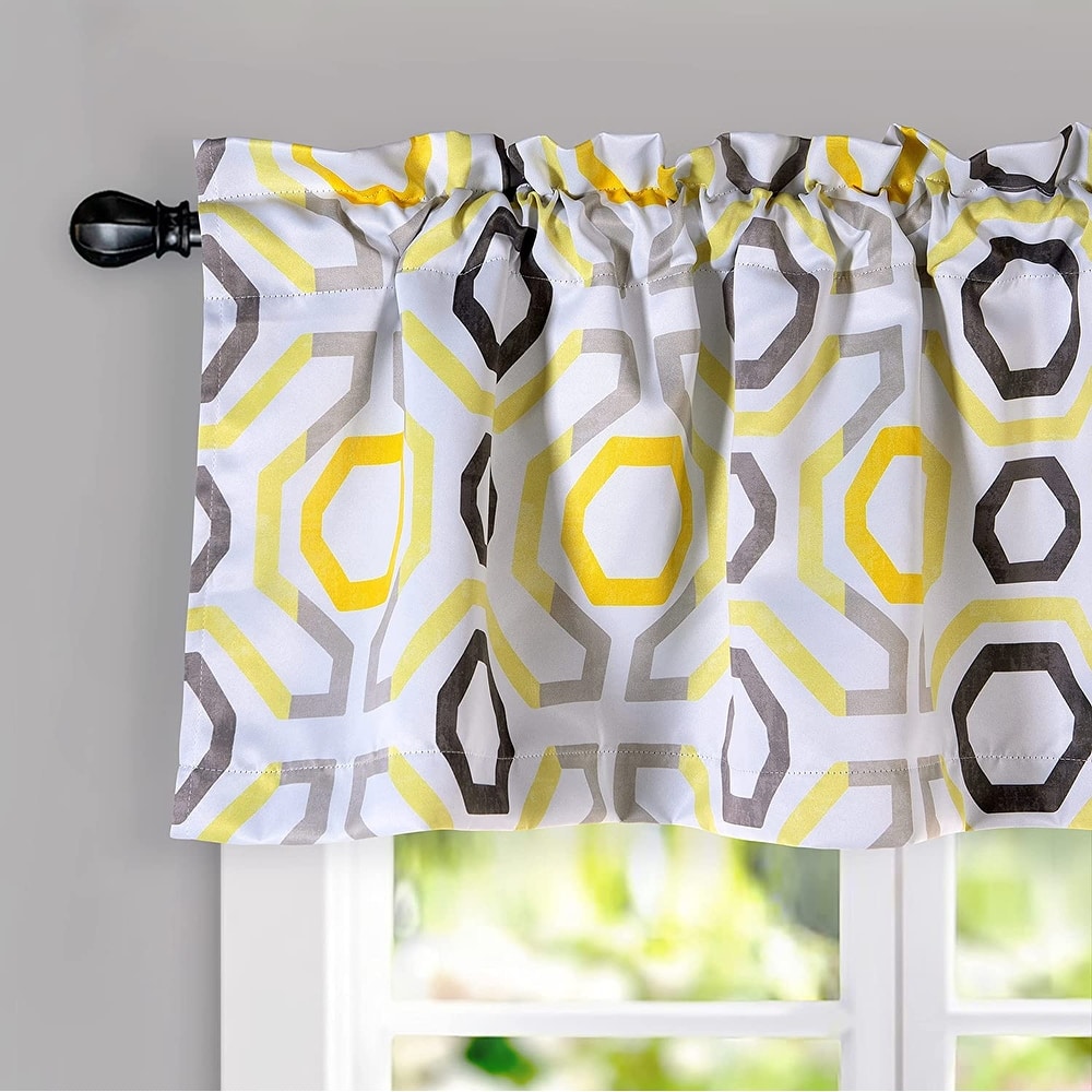 DriftAway Camden Blackout Valance for Kitchen Geometric Lattice Printed Valance