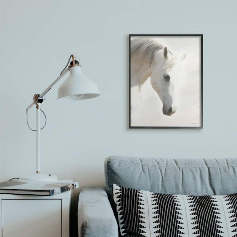 Stupell White Stallion Portrait Minimal Southwestern Horse Framed Wall Art