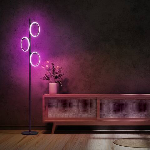 Brightech Saturn Smart RGB LED Floor Lamp - Black
