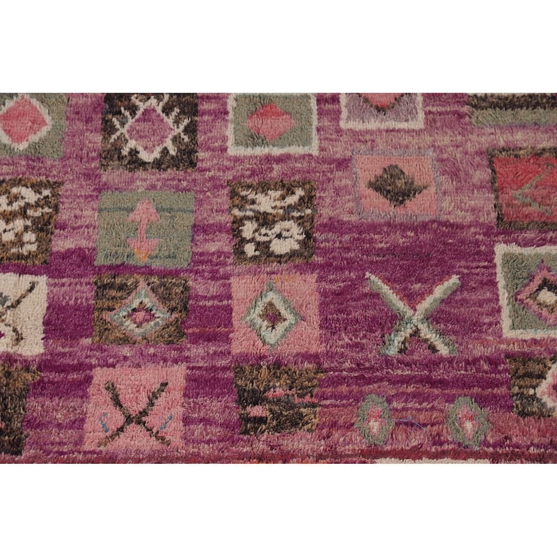 Purple Tribal Moroccan Oriental Large Area Rug Handmade Wool Carpet - 9'3" x 14'6"