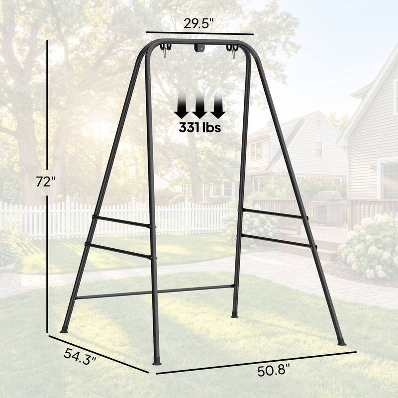 Outsunny Hammock Chair Stand, Free Standing Heavy Duty Hanging Swing Chair with Anti-Slip Foot Pads, 2 Carabiners