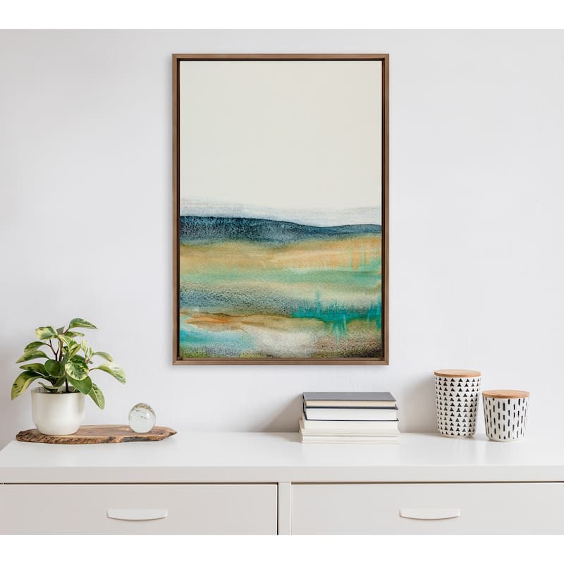Kate and Laurel Sylvie Foggy Mountain Framed Canvas by Xizhou Xie