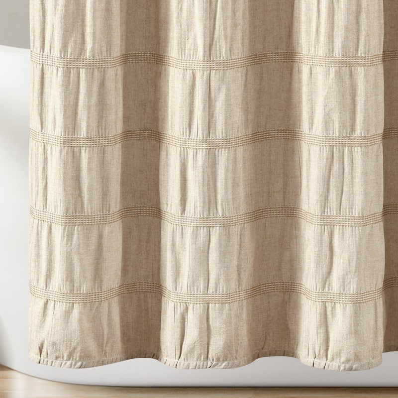Lush Decor Waffle Stripe Woven Cotton Shower Curtain
