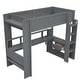 preview thumbnail 19 of 24, Wood Twin/Full Size Gaming Loft Bed with Bulit-in Desk and Multi-storage Shelves, Kids Loft Bedframe with LED & Charging Station