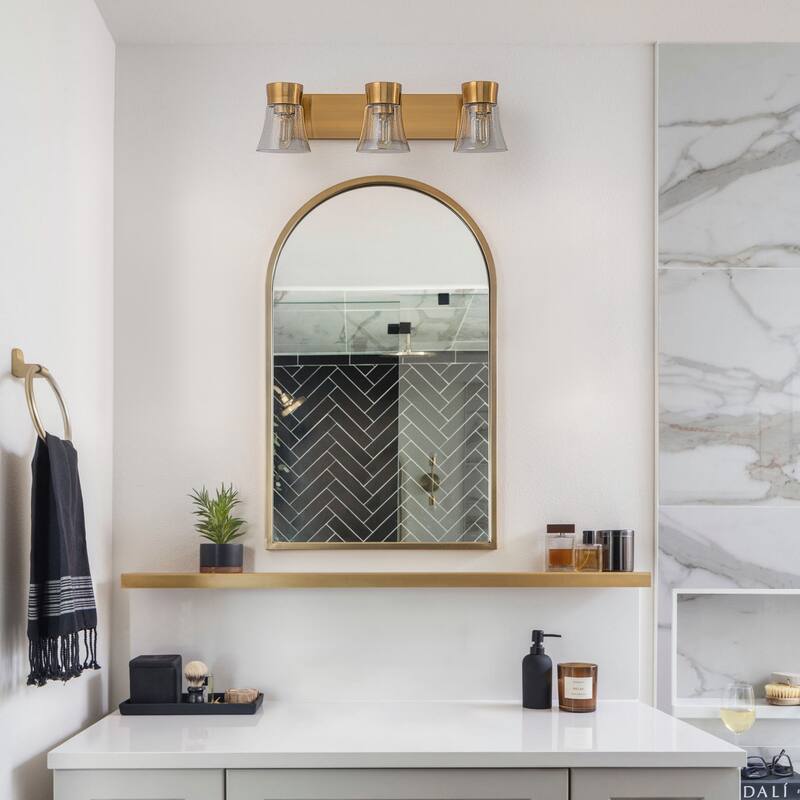 3-Light Bathroom Vanity Light with Seedy Glass Shade Wall Sconces - 23.6''W