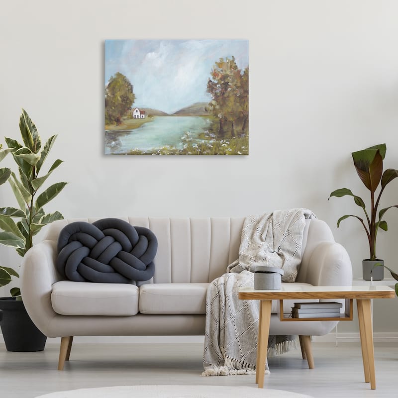 Stupell Distant Cottage Across River Canvas Wall Art Design By Amanda Hilburn