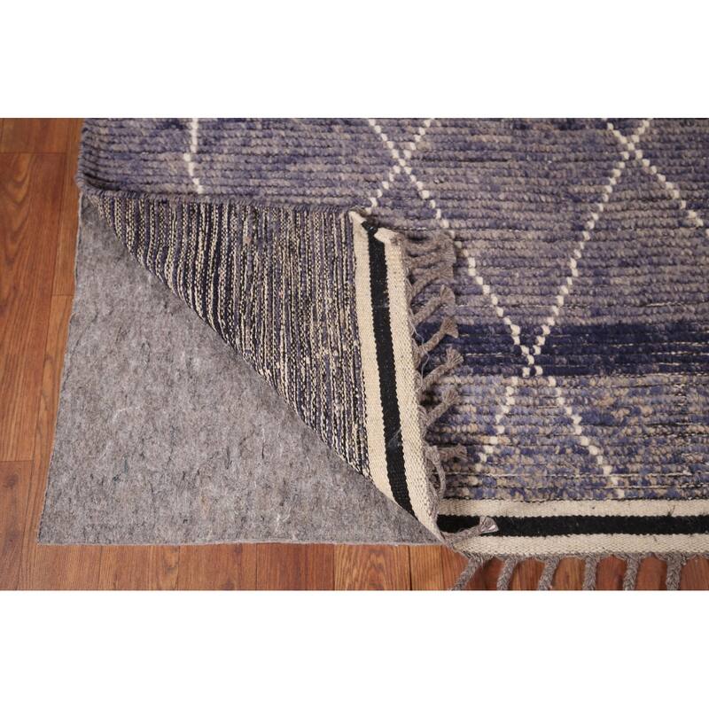 All-Over Trellis Moroccan Area Rug Hand-Knotted Wool Carpet - 4'10"x 9'1"