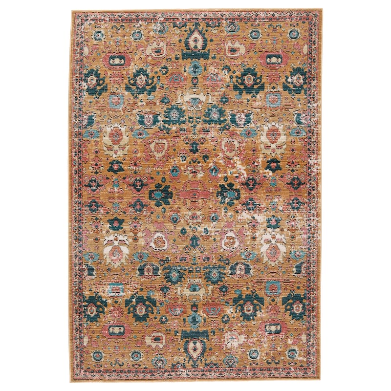Azura Indoor/ Outdoor Oriental Area Rug - 5'X7'3" - Pink/Gold