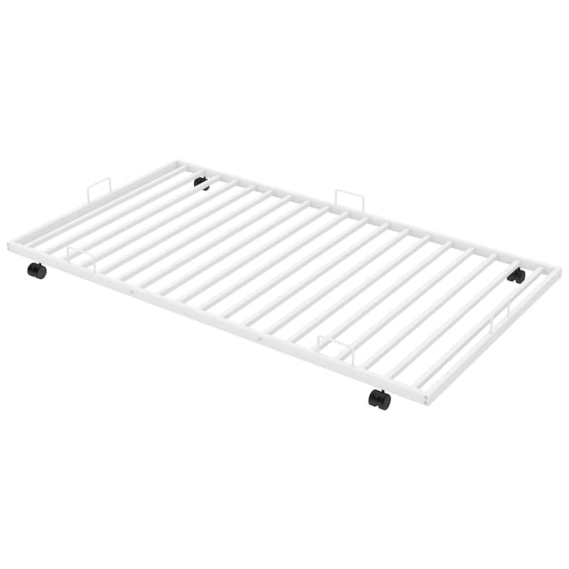 White Twin Over Twin Bunk Bed with Trundle, Space-Saving Design