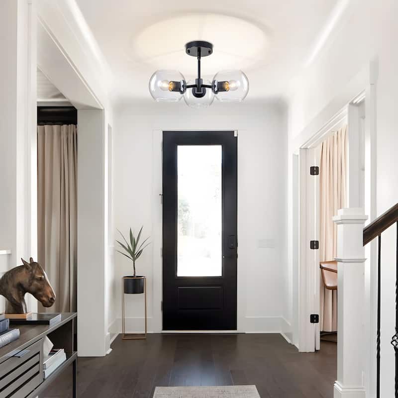 Starsky 3-Light Modern Clear Glass Sputnik Chandelier