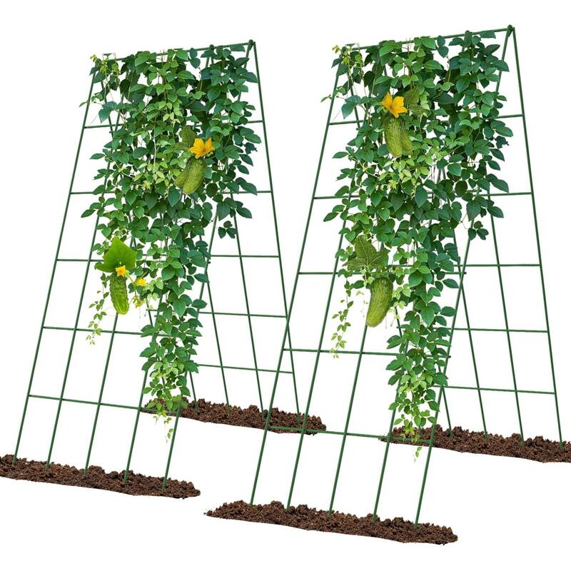 Foldable Cucumber Trellis, Outdoor Garden Trellis for Climbing Plants - Green-Triangles