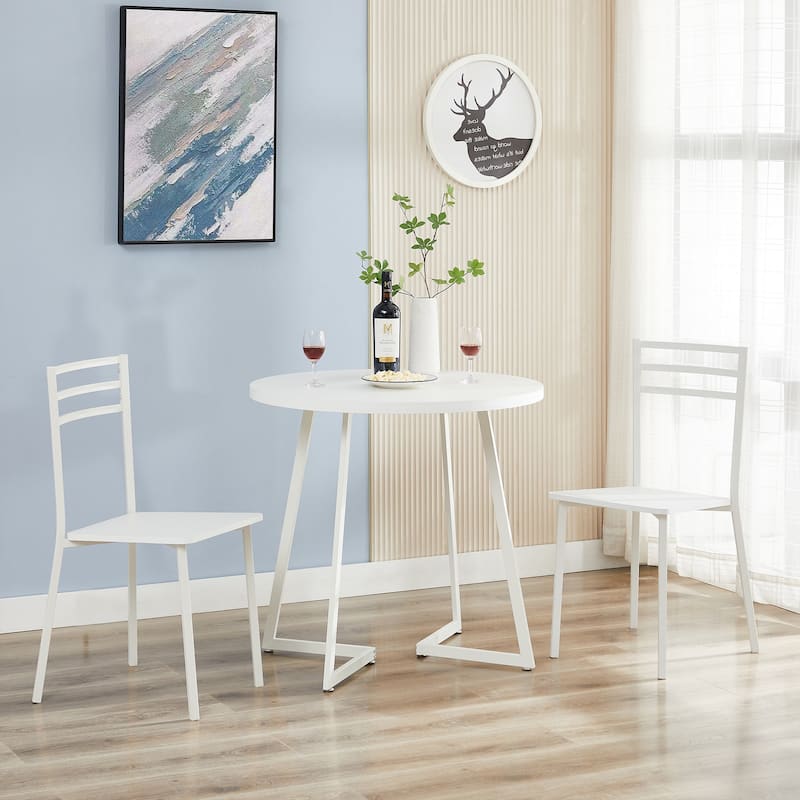 Javlergo Modern 3-Piece Dining Table Set with Round Table and 2 Chairs