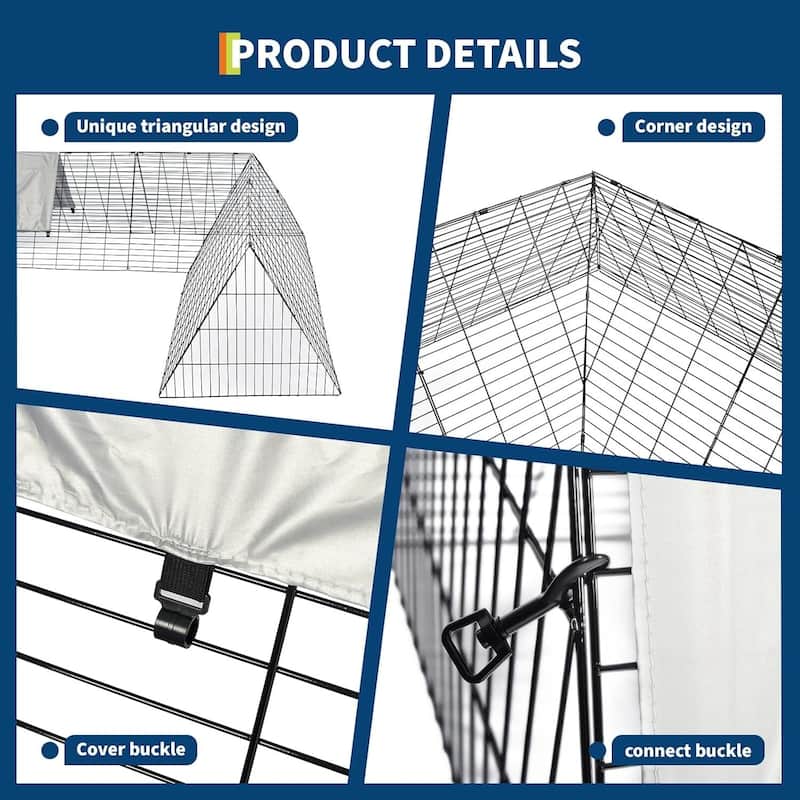 Outdoor Portable Chicken Tractor, Metal Chicken Coop with Run for Hens, Ducks, Rabbits