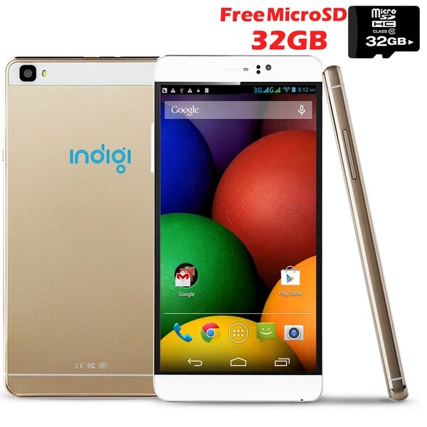 Indigi® 3G Factory Unlocked 6" DualSim SmartPhone Android 5.1 Lollipop w/ WiFi + Bluetooth Sync + 32gb microSD Included - GOLD