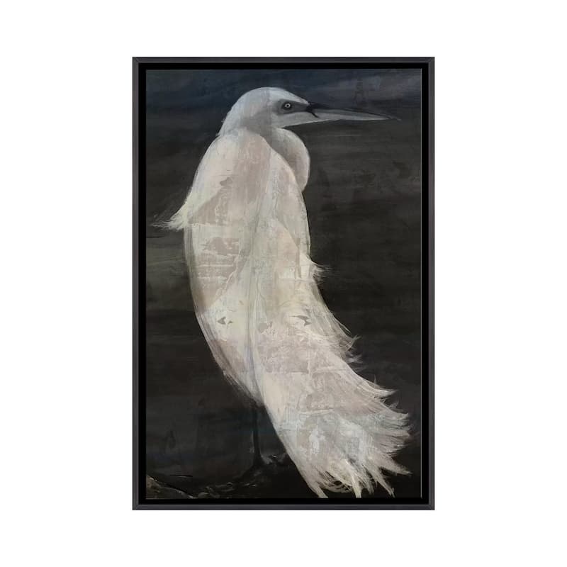 iCanvas "Textured Egret II" by Stellar Design Studio Framed - Ebony - 26x18